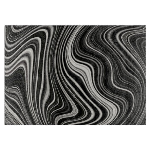 Black & White Zebra Wavy Abstraction Cutting Board