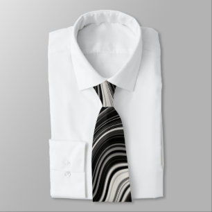 Black & White Zebra Wavy Abstraction Tie