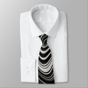 Black & White Zebra Wavy Abstraction Tie