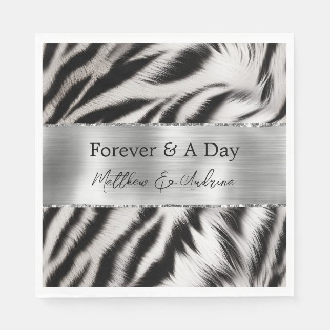 Black White Zebra Wedding Napkin (Front)