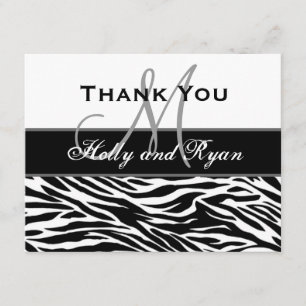 Black White Zebra Wedding Thank You Card
