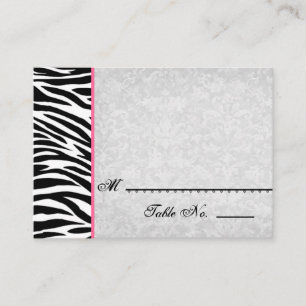 Black White Zebra with Grunge Damask Place Cards