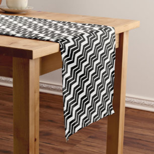 Black White Zigzag Chevron Pattern Design Short Table Runner
