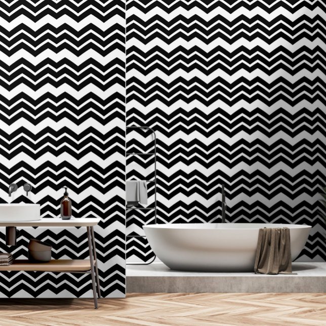 Black White Zigzag Chevron Pattern Design  Wallpaper (Creator Uploaded)