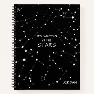 Black White Zodiac Constellation Personalized Notebook