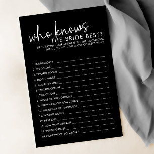 Black Who Know The Bride Best Bridal Shower Game