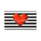 Black Wht Horiz Stripe Red Metallic Heart Monogram
