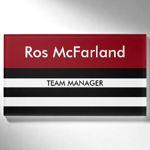 Black wide Stripes + your backgr. & ideas Name Tag