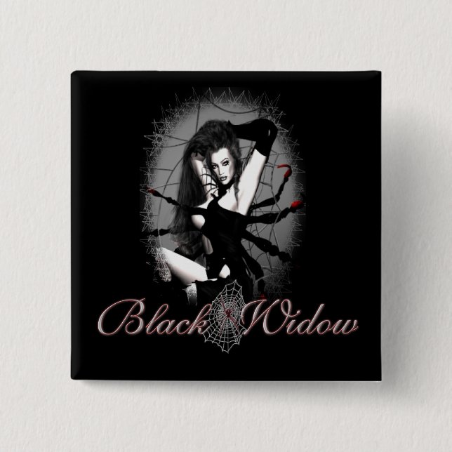 Black Widow 2 Inch Square Button (Front)