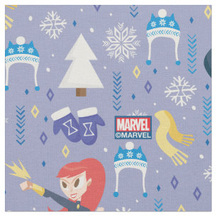 Black Widow & Black Panther Winter Pattern Fabric