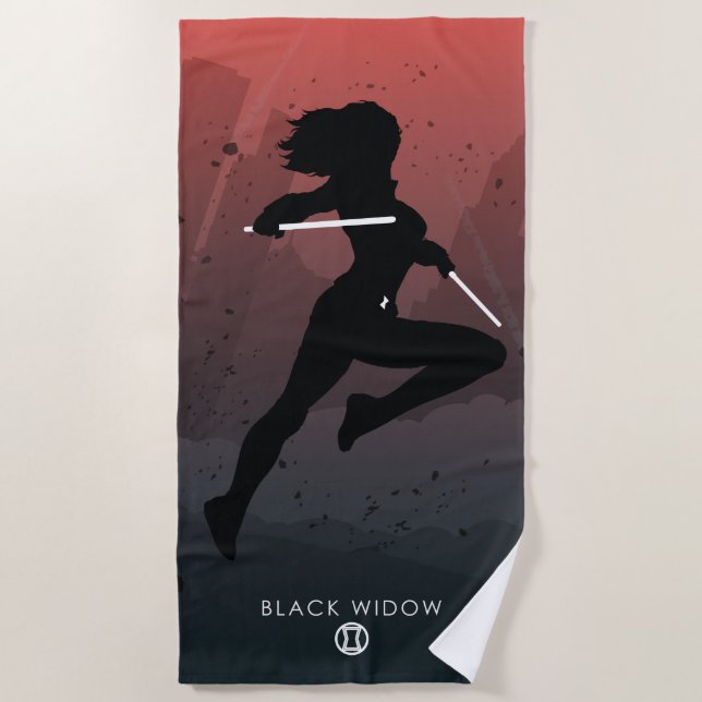 Black Widow Heroic Silhouette Beach Towel (Front)