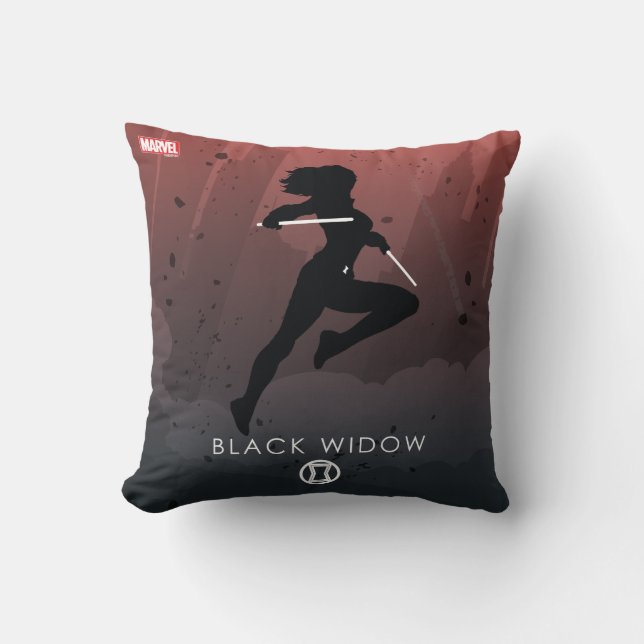 Black Widow Heroic Silhouette Throw Pillow (Front)