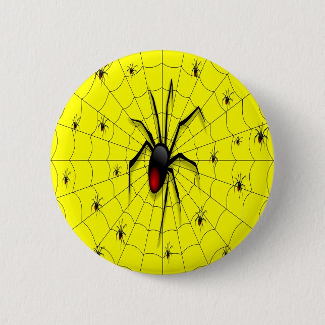 Black Widow Spider and Babies - 2 Inch Round Button (Front)
