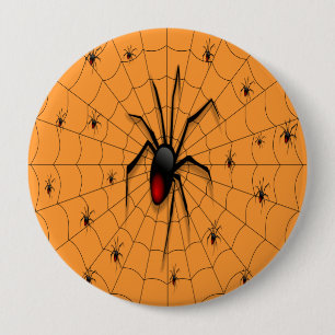 Black Widow Spider and Babies - 4 Inch Round Button