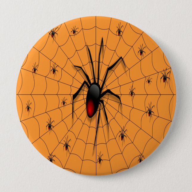 Black Widow Spider and Babies - 4 Inch Round Button (Front)