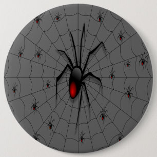 Black Widow Spider and Babies - 6 Inch Round Button