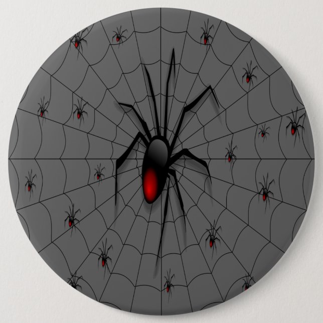 Black Widow Spider and Babies - 6 Inch Round Button (Front)