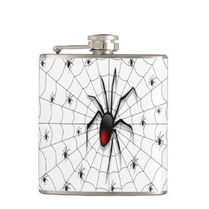 Black Widow Spider and Babies - Hip Flask