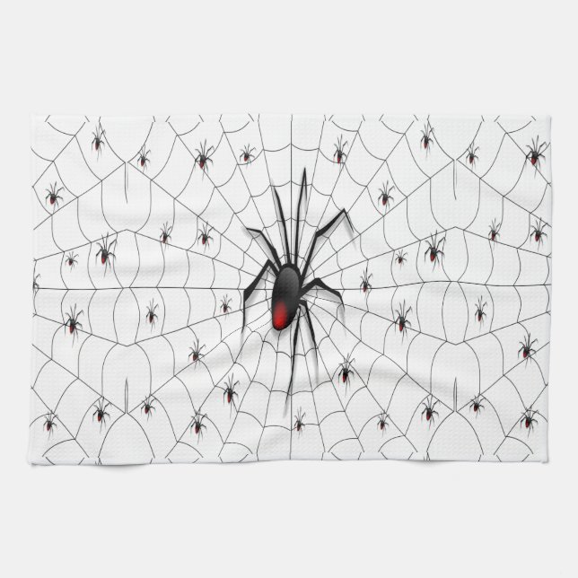 Black Widow Spider and Babies - Kitchen Towel (Horizontal)
