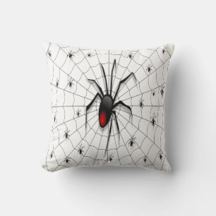 Black Widow Spider and Babies - Throw Pillow