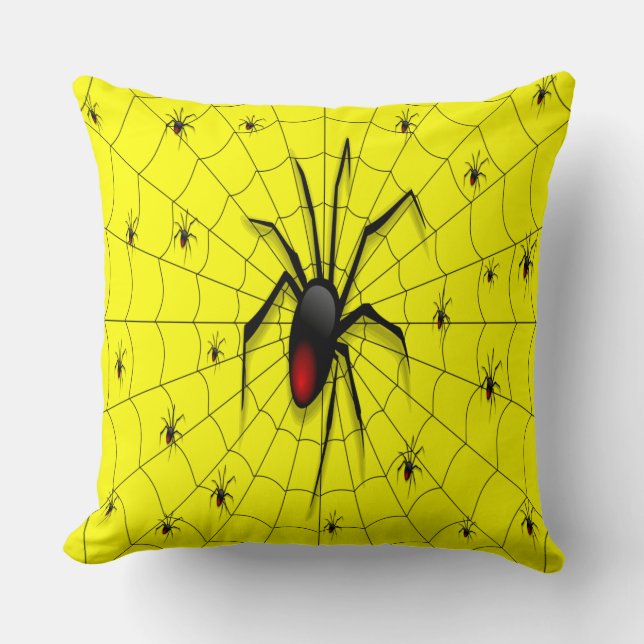 Black Widow Spider and Babies - Throw Pillow (Front)