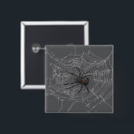 Black Widow Spider And Spiderweb Drawing Art<br><div class="desc">Button Pin fashion statement accessory printed with Black Widow Spider And Spiderweb Drawing Art original hand drawn graphic design artwork illustration by TheFabricSeal print on demand shop at Zazzle.com #ZazzleMade ©️Original. https://www.zazzle.com/store/thefabricseal Celebrate Halloween and Goth any time of the year with our cool looking black coloured with red marking widow...</div>