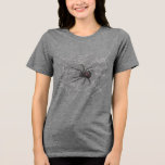 Black Widow Spider And Spiderweb Drawing Art<br><div class="desc">Bella Canvas Women's Tri-blend T-Shirt and casual fun fashion statement apparel accessory printed with Black Widow Spider And Spiderweb Drawing Art original hand drawn graphic design artwork illustration by TheFabricSeal print on demand shop at Zazzle.com #ZazzleMade ©️Original. https://www.zazzle.com/store/thefabricseal Celebrate Halloween and Goth any time of the year with our cool...</div>
