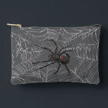Black Widow Spider And Spiderweb Drawing Art Accessory Pouch<br><div class="desc">Accessory Storage Pouch Hand Bag Small Purse print cut sew style and casual fun fashion statement accessory printed with Black Widow Spider And Spiderweb Drawing Art original hand drawn graphic design artwork illustration by TheFabricSeal print on demand shop at Zazzle.com #ZazzleMade ©️Original. https://www.zazzle.com/store/thefabricseal Celebrate Halloween and Goth any time of...</div>