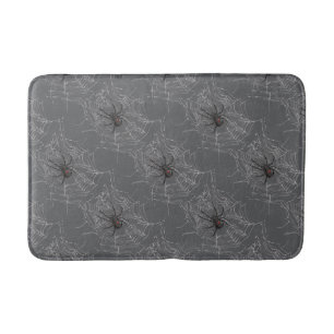 Black Widow Spider And Spiderweb Drawing Art Bath Mat