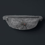 Black Widow Spider And Spiderweb Drawing Art Fanny Pack<br><div class="desc">Fanny Pack Hip Storage Bag print cut sew style and casual fun fashion statement accessory printed with Black Widow Spider And Spiderweb Drawing Art original hand drawn graphic design artwork illustration by TheFabricSeal print on demand shop at Zazzle.com #ZazzleMade ©️Original. https://www.zazzle.com/store/thefabricseal Celebrate Halloween and Goth any time of the year...</div>