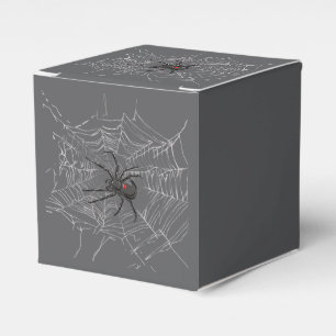 Black Widow Spider And Spiderweb Drawing Art Favor Box