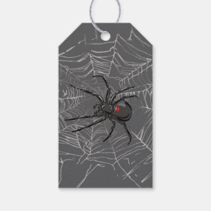 Black Widow Spider And Spiderweb Drawing Art Gift Tags