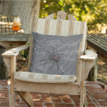 Black Widow Spider And Spiderweb Drawing Art Outdoor Pillow<br><div class="desc">Square Outdoor Throw Pillow decorative stylish home furnishing decor accessory printed with Black Widow Spider And Spiderweb Drawing Art original hand drawn graphic design artwork illustration by TheFabricSeal print on demand shop at Zazzle.com #ZazzleMade ©️Original. https://www.zazzle.com/store/thefabricseal Celebrate Halloween and Goth any time of the year with our cool looking black...</div>