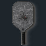 Black Widow Spider And Spiderweb Drawing Art Pickleball Paddle<br><div class="desc">Pickleball Paddle printed with Black Widow Spider Original Drawing Art hand drawn graphic design artwork illustration by TheFabricSeal print on demand shop at Zazzle.com #ZazzleMade ©️Original. https://www.zazzle.com/store/thefabricseal Celebrate Halloween and Goth any time of the year with our cool looking black coloured with red marking widow species spider and big spooky...</div>