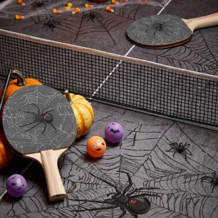 Black Widow Spider And Spiderweb Drawing Art Ping Pong Paddle
