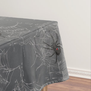 Black Widow Spider And Spiderweb Drawing Art Tablecloth