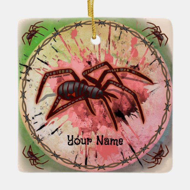 Black Widow Spider Ceramic Ornament (Front)