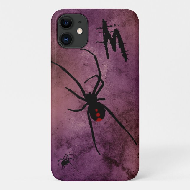 Black Widow Spider Gothic Halloween Monogram Case-Mate iPhone Case (Back)