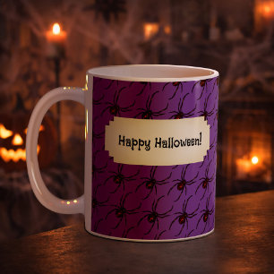 Black Widow Spider Halloween Pixel Art Pattern Coffee Mug