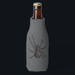 Black Widow Spider Original Drawing Art<br><div class="desc">Bottle Cooler Koozie Sleeve printed with Black Widow Spider Original Drawing Art hand drawn graphic design artwork illustration by TheFabricSeal print on demand shop at Zazzle.com #ZazzleMade ©️Original. https://www.zazzle.com/store/thefabricseal Celebrate Halloween and Goth any time of the year with our cool looking black coloured with red marking widow species spider drawing...</div>
