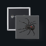 Black Widow Spider Original Drawing Art<br><div class="desc">Button Pin fashion statement accessory printed with Black Widow Spider Original Drawing Art hand drawn graphic design artwork illustration by TheFabricSeal print on demand shop at Zazzle.com #ZazzleMade ©️Original. https://www.zazzle.com/store/thefabricseal Celebrate Halloween and Goth any time of the year with our cool looking black coloured with red marking widow species spider...</div>