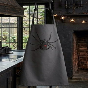 Black Widow Spider Original Drawing Art  Apron