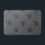 Black Widow Spider Original Drawing Art  Bath Mat<br><div class="desc">Bath Mat decorative bathroom amenity and home furnishing decor accessory printed with Black Widow Spider Original Drawing Art hand drawn graphic design artwork illustration by TheFabricSeal print on demand shop at Zazzle.com #ZazzleMade ©️Original. https://www.zazzle.com/store/thefabricseal Celebrate Halloween and Goth any time of the year with our cool looking black coloured with...</div>