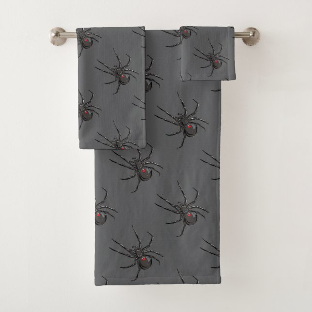 Black Widow Spider Original Drawing Art  Bath Towel Set (Insitu)