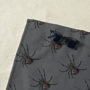 Black Widow Spider Original Drawing Art  Beach Towel