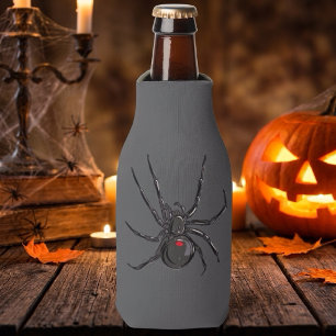 Black Widow Spider Original Drawing Art  Bottle Cooler