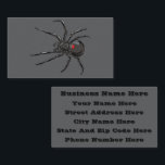 Black Widow Spider Original Drawing Art Business Card<br><div class="desc">Business Cards with customizable text templates and printed with Black Widow Spider Original Drawing Art hand drawn graphic design artwork illustration by TheFabricSeal print on demand shop at Zazzle.com #ZazzleMade ©️Original. https://www.zazzle.com/store/thefabricseal Celebrate Halloween and Goth any time of the year with our cool looking black coloured with red marking widow...</div>