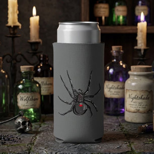 Black Widow Spider Original Drawing Art  Seltzer Can Cooler
