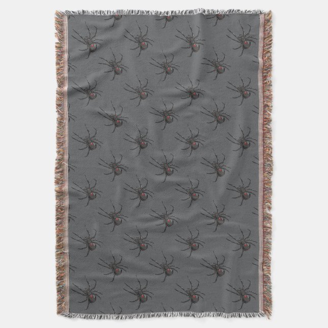 Black Widow Spider Original Drawing Art  Throw Blanket (Front Vertical)