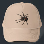 Black Widow Spider Original Drawing Art Trucker Hat<br><div class="desc">Custom Trucker Style Baseball Hat In Khaki Colour casual fun fashion statement accessory printed with Black Widow Spider Original Drawing Art hand drawn graphic design artwork illustration by TheFabricSeal print on demand shop at Zazzle.com #ZazzleMade ©️Original. https://www.zazzle.com/store/thefabricseal Celebrate Halloween and Goth any time of the year with our cool looking...</div>